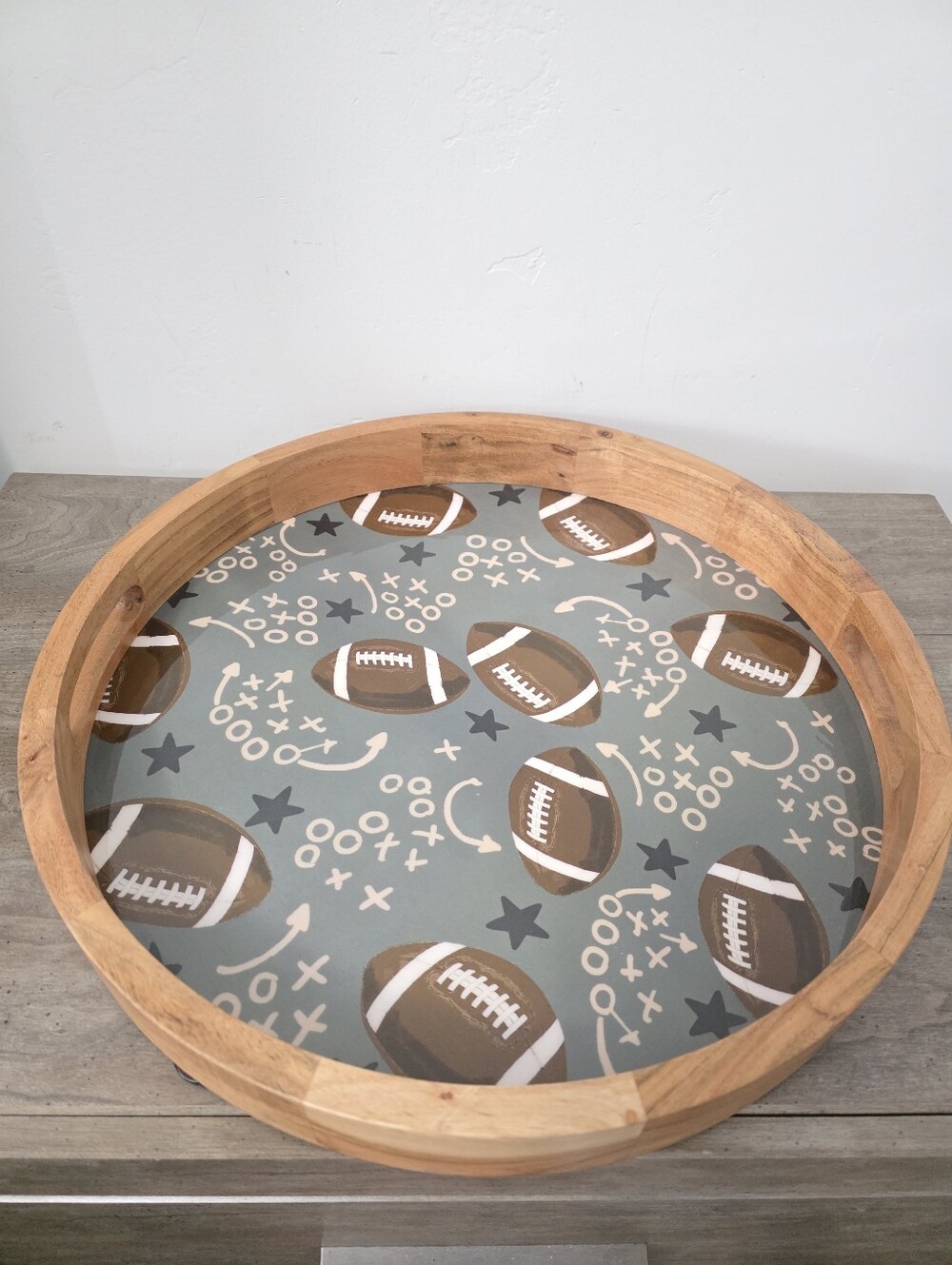 Viral Wooden Serving Tray Football Design 16"